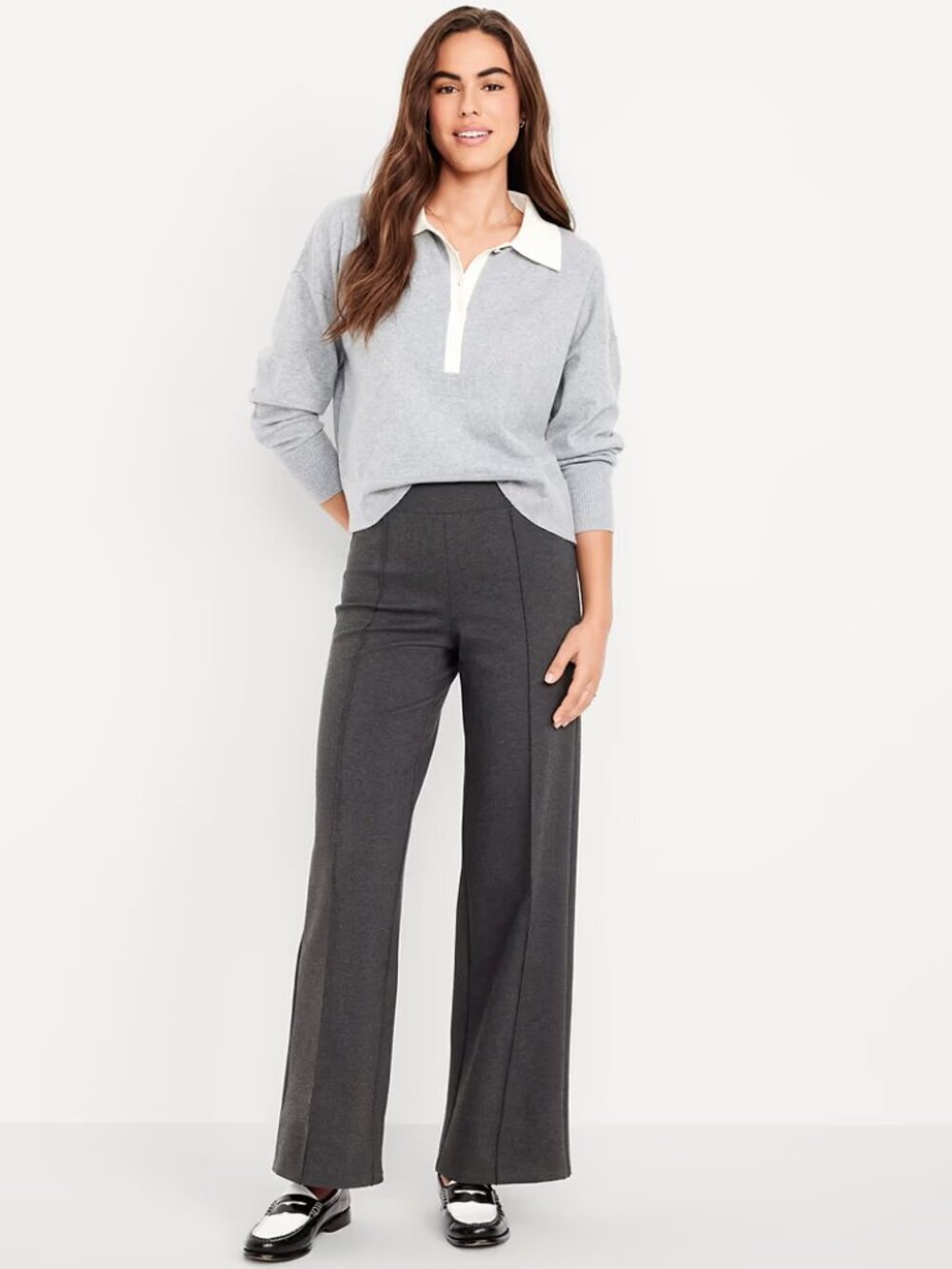 Old Navy Extra High-Waisted Stevie Wide-Leg Pants in Charcoal NWT